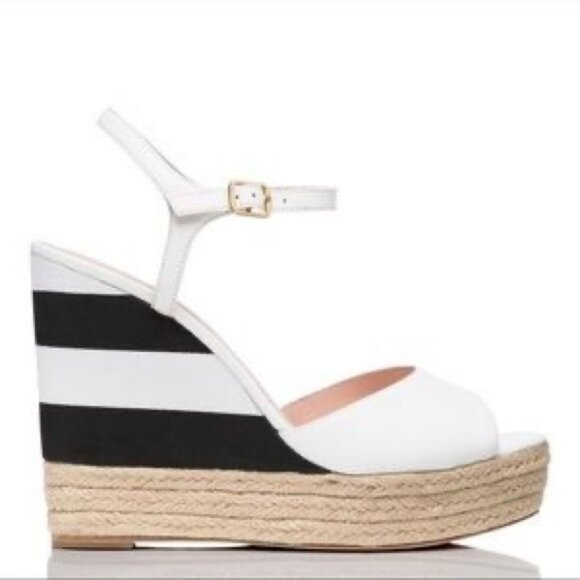 Kate Spade Deanna White Vacchetta Wedge Sandal ** SZ 7 - Picture 1 of 11